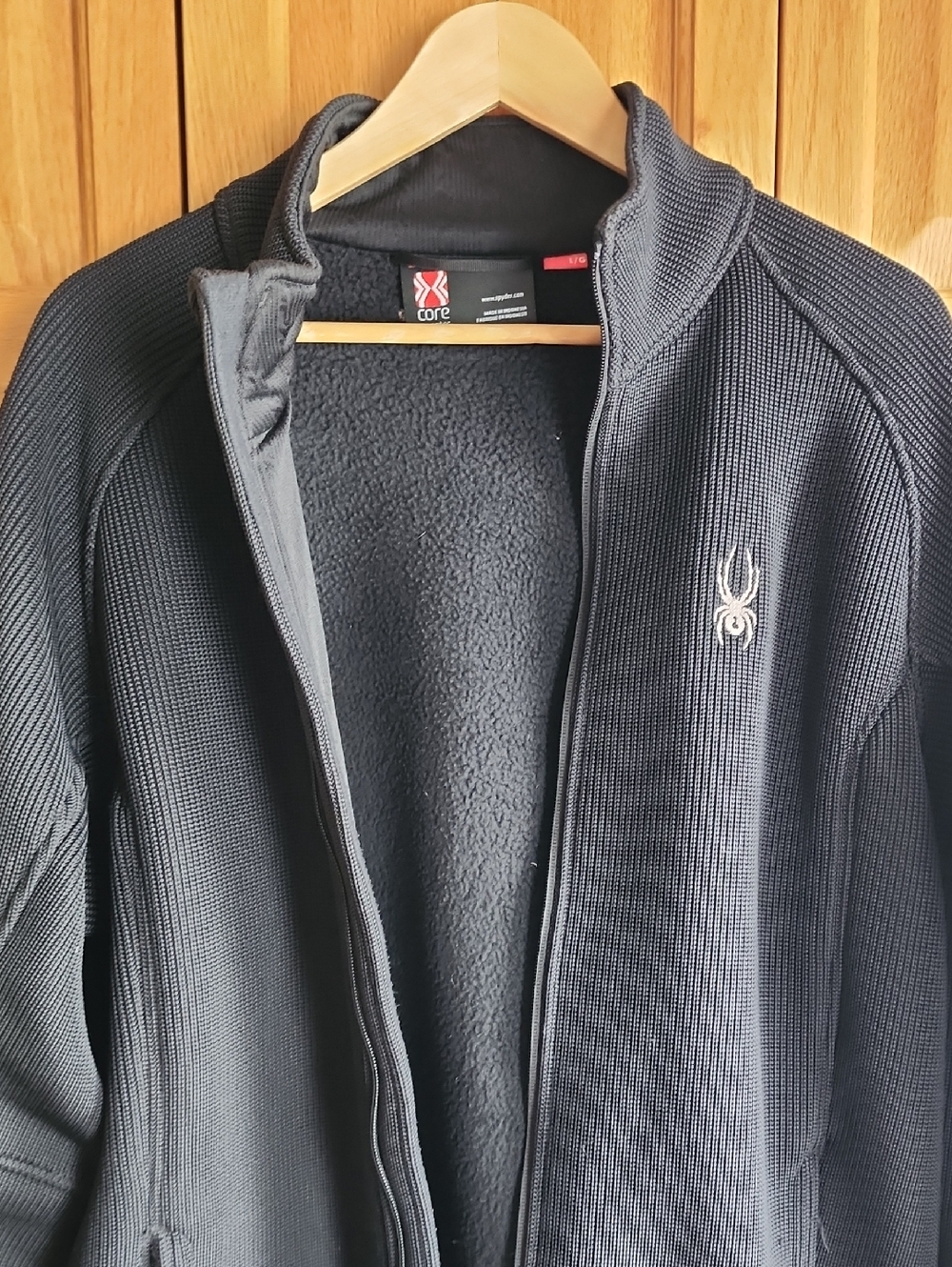 Spyder Size Large  Black Full-Zip Sweater Jacket with Logo - Picture 12 of 12